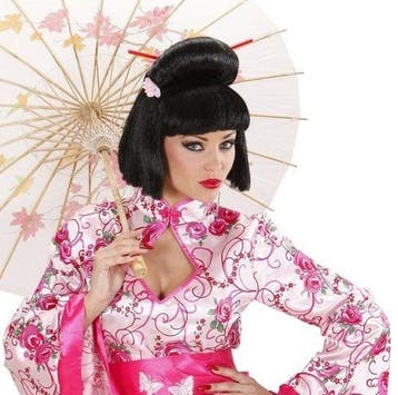 Pruik Geisha met Bloem en Chopsticks, Kleding | Dames, Ophalen of Verzenden, Nieuw