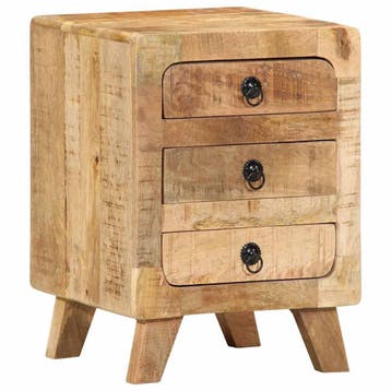 vidaXL Nachtkastje 37x32x50 cm massief ruw mangohout, Verzenden, Nieuw, Hout