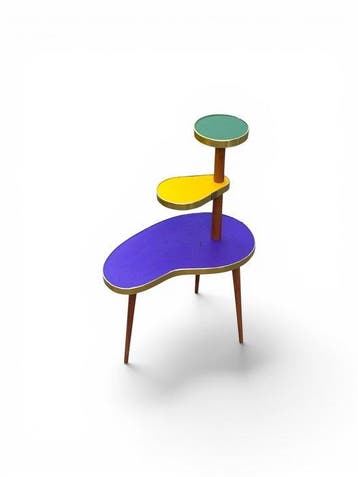 Bijzettafel - Hout, Messing