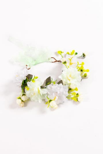 KIMU® Grote Bloemenkrans Haar Wit Witte Bloemen Haarband Dia, Ophalen of Verzenden, Nieuw, Carnaval, Accessoires