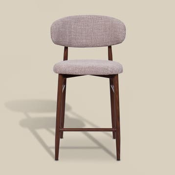 *WOONWINKEL* Barkruk Met Rugleuning Walnoot Beige, Verzenden, Nieuw