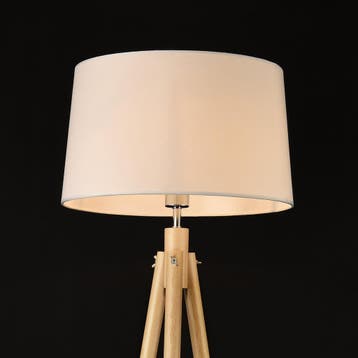 Staande lamp Tomar vloerlamp 153 cm E27 houtkleurig en wit, Huis en Inrichting, Lampen | Vloerlampen, Verzenden, Nieuw