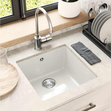 vidaXL Wasbak 80% Kwarts en 20% Hars 430 x 460 mm Wit, Verzenden, Nieuw