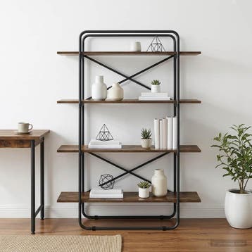 vidaXL Boekenrek 4-laags 100 x 35 x 140 cm PB Gerookt eiken, 100 tot 150 cm, Verzenden, 100 tot 150 cm, Nieuw