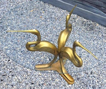 Salontafel - Messing - Messing tafel met glazen blad
