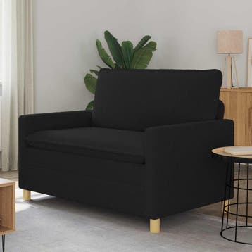 vidaXL Bank 2-zits Zwart 126 x 81 x 87,5 cm Stof, Huis en Inrichting, Verzenden, Minder dan 150 cm, Stof, Nieuw
