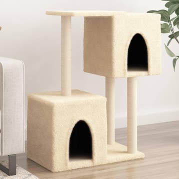 vidaXL Kattenmeubel met sisal krabpalen 86 cm crèmekleurig, Dieren en Toebehoren, Katten-accessoires, Verzenden, Nieuw