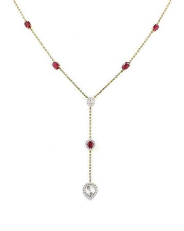 Halsketting - 14 karaat Geel goud - 2.15ct. tw. Robijn -, Nieuw