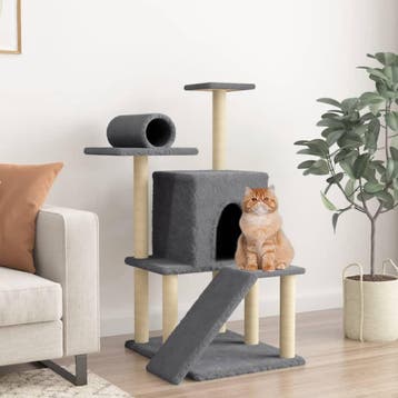 vidaXL Kattenmeubel met sisal krabpalen 110,5 cm donkergrijs, Dieren en Toebehoren, Katten-accessoires, Verzenden, Nieuw