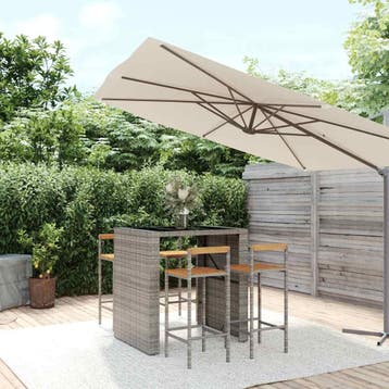 vidaXL 5-delige Tuinbarset poly rattan en massief acaciahout, Verzenden, Nieuw, 4 zitplaatsen