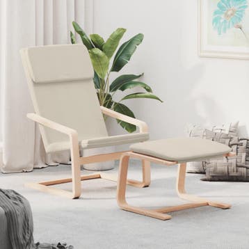 vidaXL Relaxstoel met voetenbank stof crèmekleurig, Verzenden, Nieuw