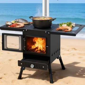 Opvouwbare Camping Houtkachel met Handschoenen Outdoor, Verzenden, Nieuw