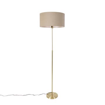 Vloerlamp verstelbaar goud met kap lichtbruin 50 cm - Parte, Verzenden, Nieuw, Design
