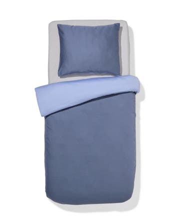 HEMA Dekbedovertrek 140x200/220cm hotel katoen satijn blauw, Verzenden, Nieuw