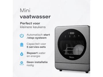 Skoov Mini Vaatwasser met waterreservoir - 5 couverts - 6, Verzenden, Nieuw