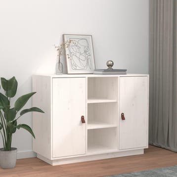 vidaXL Dressoir 100x40x75 cm massief grenenhout wit, 100 tot 150 cm, Verzenden, Nieuw, Grenenhout