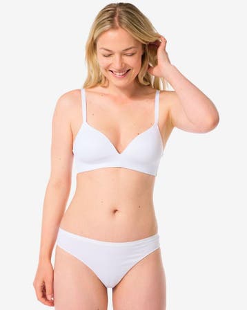 HEMA Damesstring naadloos micro wit, Verzenden