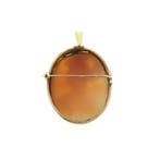 Antiek gouden broche/hanger met camee (Hanger of bedel), Ophalen of Verzenden, Gebruikt, Goud, Overige merken