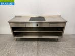 RVS Werktafel met inbouw inductie Fornuis 188 cm 400V Horeca, Ophalen of Verzenden, Gebruikt