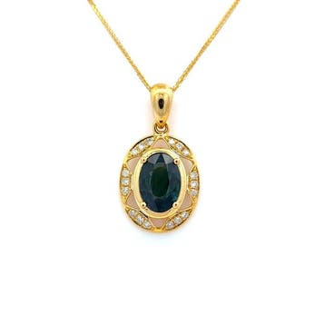 Ketting met hanger - 14 karaat Geel goud - 1.23ct. tw.