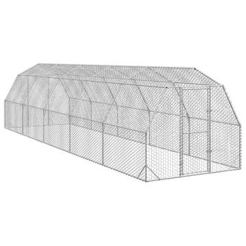 vidaXL Kippenren 2,5x10x2,25 m gegalvaniseerd staal, Verzenden, Nieuw
