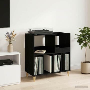 vidaXL Platenspeler Steun Zwart eiken 82 x 39,5 x 82,5 cm, Verzenden, Nieuw