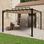 vidaXL Prieel met lamellendak 3x3 m stof en aluminium taupe, Verzenden, Nieuw