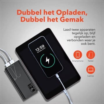 QuchiQ™ Powerbank 20000mAh Quick Charge - Mobiele oplader -, Ophalen of Verzenden, Zo goed als nieuw