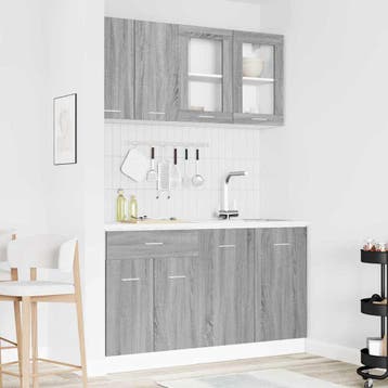 vidaXL Keuken Eenheid LYON 4 st Grijs Sonoma Bewerkt hout, Verzenden, Nieuw, Grijs