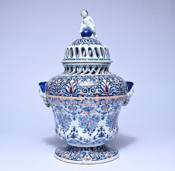 Desvres - Vaas - Aardewerk - Faïence potpourri vaas, Antiek en Kunst, Antiek | Glas en Kristal