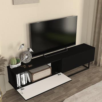 Tv-meubel Verpsboga kort frame 180x32x47 cm zwart [en.casa], Verzenden, Nieuw