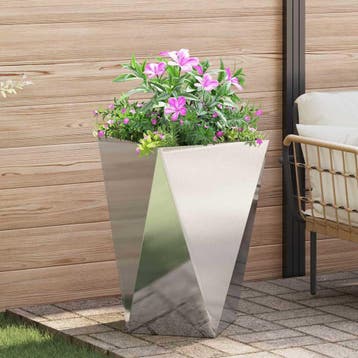 vidaXL Plantenbak Zilver 50 x 50 x 75 cm Roestvrij staal, Verzenden, Minder dan 60 cm, Nieuw, Metaal