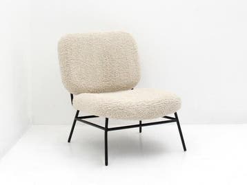 Fauteuil - crème teddy - 4-poot zwart, Werkplek, Ophalen of Verzenden, Gebruikt, Overige typen