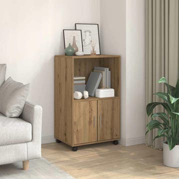 vidaXL Rolkast 55x40x91 cm bewerkt hout artisanaal, Verzenden, Nieuw, 50 tot 100 cm, Minder dan 100 cm