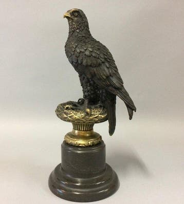 sculptuur, Loerende Adelaar - 32 cm - Brons