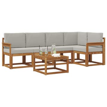 vidaXL Buiten bankenset met kussen 6 pcs Natuurlijk en, Verzenden, Nieuw