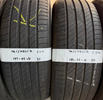 2x 195-55-16 Michelin Zomer 2x 5.5mm €50 Per Band 195 55 16, Auto-onderdelen, Ophalen, Gebruikt, 16 inch, Band(en)
