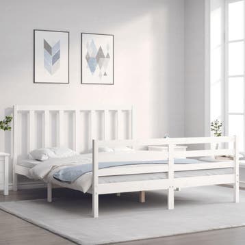 vidaXL Bedframe zonder matras massief grenenhout wit 160x200, Verzenden, Wit, 200 cm, 160 cm