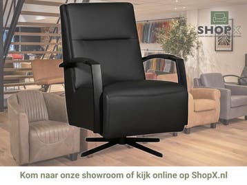 Leren draaifauteuil Award - Toledo Nero (zwart) - Stervoet, Nieuw, Ophalen of Verzenden, 50 tot 75 cm, Industrieel, Modern