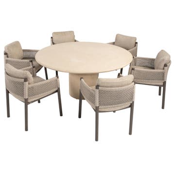 Hampton Savanne dining tuinset 160xH75 cm rond 7 delig, Ophalen of Verzenden, Nieuw