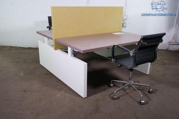 Tweedehands Drentea duo werkplek verstelbaar 160x80 grijs ei, Verzenden, Gebruikt