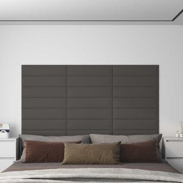 vidaXL Wandhoofdbord 12 st 60 x 15 cm Donkergrijs Stof, Doe-het-zelf en Verbouw, Platen en Panelen, Verzenden, Nieuw