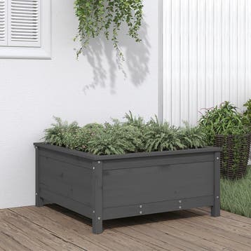 vidaXL Plantenbak 82,5x82,5x39 cm massief grenenhout grijs, Verzenden, Nieuw, Hout, 30 tot 60 cm