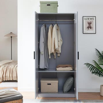 Kledingkast Eiselfing 176x80x52 cm grijs [en.casa], Huis en Inrichting, Kasten | Kledingkasten, Verzenden, Nieuw
