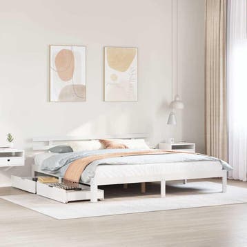vidaXL Bedframe met lades massief grenenhout wit 180x200 cm, Eenpersoons, Verzenden, Wit, Nieuw