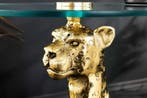 Ronde bijzettafel WILDLIFE PANTHER 60cm goud antiek metalen, Ophalen of Verzenden, Nieuw