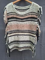 Handgebreide gestreepte spencer, Zo goed als nieuw, Maat 38/40 (M), Beige