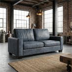 Leren bank Energy - 2,5 zits - Kenia Denim (blauw) - Poten, Huis en Inrichting, Banken | Bankstellen, 150 tot 200 cm, Nieuw, Ophalen of Verzenden