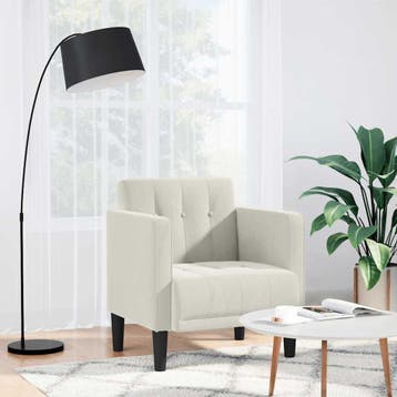 vidaXL Fauteuil met armleuningen crème 53 cm fluweel, Huis en Inrichting, Fauteuils, Verzenden, Nieuw