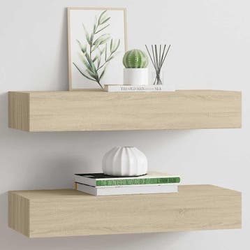 vidaXL viaXL Wandschappen 2 st met lade 60x23,5x10 cm MDF, Verzenden, Nieuw